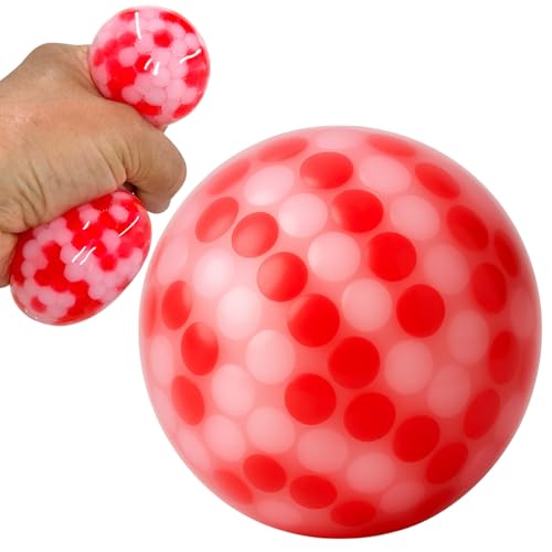 MIJOMA Antistress-Quetschball mit Perlenfüllung – Stressabbau & Muskeltraining, Spaßiges Kneten, Ideal für Büro & Reisen, 7cm (Weiß/Rot) von MIJOMA