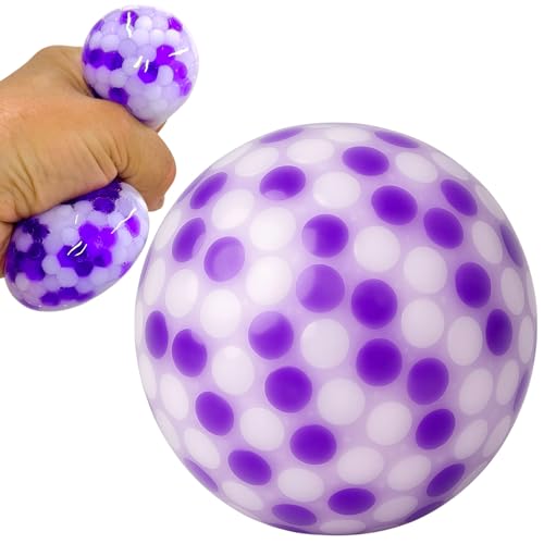 MIJOMA Antistress-Quetschball mit Perlenfüllung – Stressabbau & Muskeltraining, Spaßiges Kneten, Ideal für Büro & Reisen, 7cm (Weiß/Violett) von MIJOMA