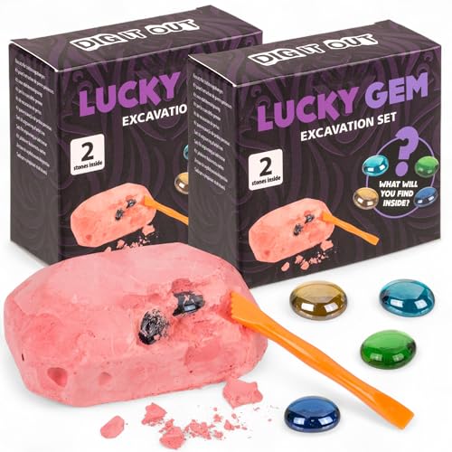 MIJOMA Ausgrabungsset Kinder – 2er Set mit Edelsteinen zum Ausgraben & Sammeln – inkl. Hammer & Pinsel – Schatzsuche Spielzeug für Kinder MIJOMA Ausgrabungsset Kinder – 2er Set mit Edelsteinen zum Ausgraben & Sammeln – inkl. Hammer & Pinsel – Schatzsuche Spielzeug für Kinder von MIJOMA
