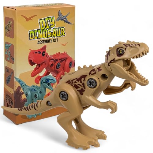 MIJOMA DIY Dinosaurier-Bausatz - Baue Deinen Mini-Dinosaurier, 5 Modelle – Carnotaurus, T-Rex & mehr, Bewegliche Kunststofffiguren, Spiel & Spaß für Kinder (Tyrannosaurus Rex) von MIJOMA