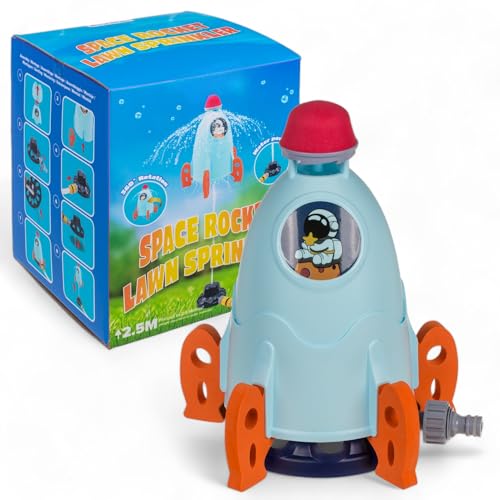MIJOMA Fliegende Weltraumrakete Wasserspielzeug - Spaß & Abkühlung für Kinder, Outdoor Rasensprinkler mit 33cm Rakete, Einfache Anbringung, Wasserspritzrakete für den ultimativen Sommergenuss von MIJOMA