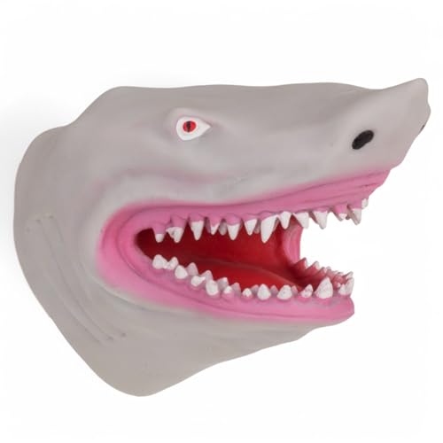 MIJOMA Handpuppe aus weichem Kunststoff ca. 15 cm – realistische Tierdesigns für Kinder – Spielzeug für Rollenspiel, Theater & Spaß – interaktiv & flexibel (Hai Grau) von MIJOMA