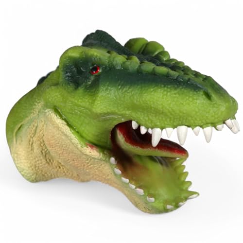 MIJOMA Handpuppe aus weichem Kunststoff ca. 15 cm – realistische Tierdesigns für Kinder – Spielzeug für Rollenspiel, Theater & Spaß – interaktiv & flexibel (T-Rex Grün) von MIJOMA