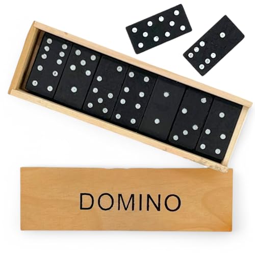 MIJOMA Holz Domino-Spiel – 28 Dominosteine mit klassischer Punkte-Markierung – In hochwertiger Holzbox – Familienspiel für Kinder & Erwachsene MIJOMA Holz Domino-Spiel – 28 Dominosteine mit klassischer Punkte-Markierung – In hochwertiger Holzbox – Familienspiel für Kinder & Erwachsene von MIJOMA
