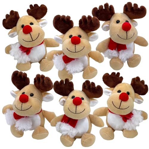 MIJOMA Kuscheltier Elch 20 cm – Weiches Plüschtier mit roter Nase und Kulleraugen – Ideal für Kinder, Freunde & Kollegen – Perfekt für Winterzeit & Mitbringsel (Cartoon, 12, Stück) von MIJOMA