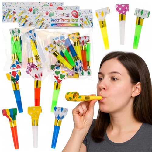 MIJOMA Party-Papiertröten 30er Set – Bunte Tröten aus Papier, ca. 8 cm – Lustige Lärmtröten für Geburtstag, Karneval, Silvester, Kinderparty & Events MIJOMA Party-Papiertröten 30er Set – Bunte Tröten aus Papier, ca. 8 cm – Lustige Lärmtröten für Geburtstag, Karneval, Silvester, Kinderparty & Events von MIJOMA