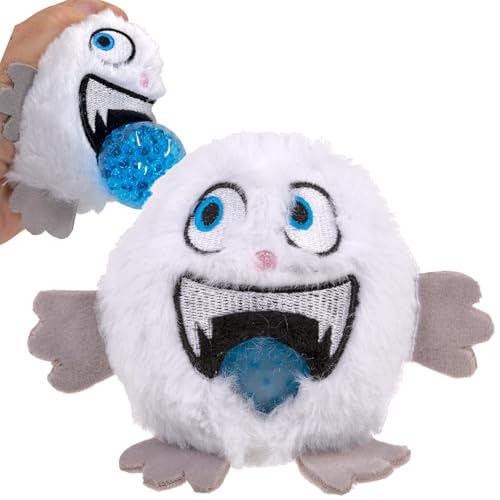 MIJOMA Plüsch-Squeeze-Ball Ø 7cm – Antistress Quetschball mit weichen Kuschelplüsch – Stressabbau & Spielspaß für Kinder & Erwachsene (Monster Weiß) von MIJOMA