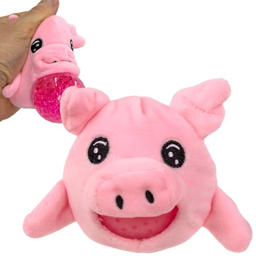 MIJOMA Plüsch-Squeeze-Ball Ø 7cm – Antistress Quetschball mit weichen Kuschelplüsch – Stressabbau & Spielspaß für Kinder & Erwachsene (Schwein Rosa) von MIJOMA
