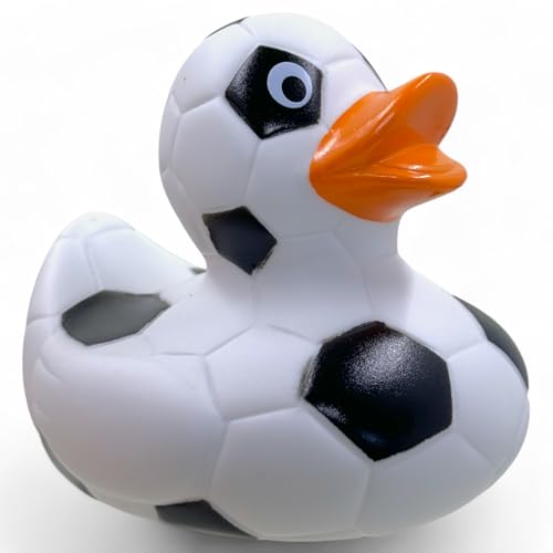 MIJOMA Quietsche-Ente Badeente | Niedliche Schwimmenten für Kinder & Erwachsene | Hochwertiges, langlebiges Material | ca. 10 cm (Fußball) von MIJOMA