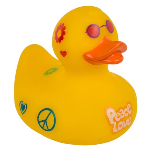 MIJOMA Quietsche-Ente Badeente | Niedliche Schwimmenten für Kinder & Erwachsene | Hochwertiges, langlebiges Material | ca. 10 cm (Hippie) von MIJOMA