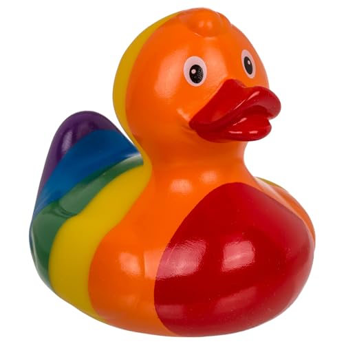 MIJOMA Quietsche-Ente Badeente | Niedliche Schwimmenten für Kinder & Erwachsene | Hochwertiges, langlebiges Material | ca. 10 cm (Pride) von MIJOMA