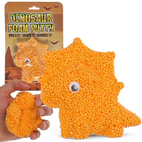 MIJOMA Schaumknete Set mit Wackelauge - Foam Putty für sensorische und kreative Spiele - Quetschen, Formen und Gestalten (orangener Dino) von MIJOMA