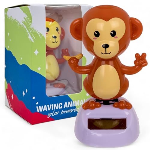 MIJOMA Solarbetriebene Wackelfigur - Bewegliche Figur mit Solarzelle, Kunststoff, 10 cm hoch, Keine Batterien notwendig, Für Fensterbretter, Autos & sonnige Plätze (AFFE Kawaii) von MIJOMA