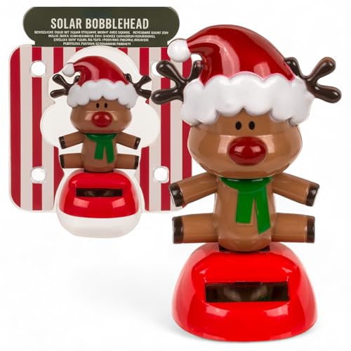 MIJOMA Solarbetriebene Wackelfigur - Bewegliche Figur mit Solarzelle, Kunststoff, 10 cm hoch, Keine Batterien notwendig, Für Fensterbretter, Autos & sonnige Plätze (Elch Braun) von MIJOMA