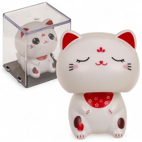 MIJOMA Solarbetriebene Wackelfigur - Bewegliche Figur mit Solarzelle, Kunststoff, 10 cm hoch, Keine Batterien notwendig, Für Fensterbretter, Autos & sonnige Plätze (Katze Kawaii) von MIJOMA