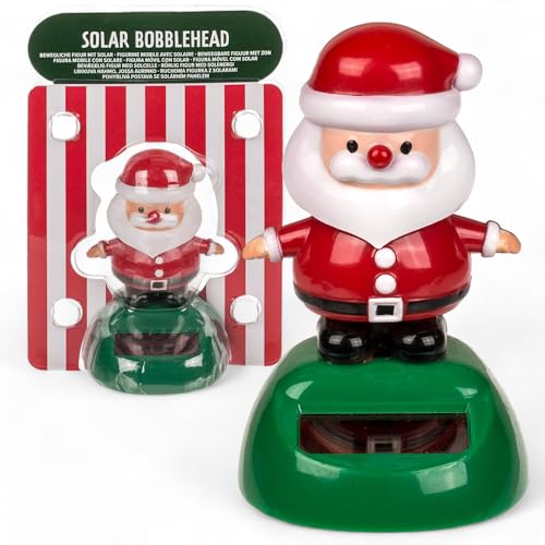 MIJOMA Solarbetriebene Wackelfigur - Bewegliche Figur mit Solarzelle, Kunststoff, 10 cm hoch, Keine Batterien notwendig, Für Fensterbretter, Autos & sonnige Plätze (Santa klein rot) von MIJOMA