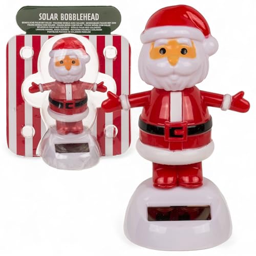 MIJOMA Solarbetriebene Wackelfigur - Bewegliche Figur mit Solarzelle, Kunststoff, 10 cm hoch, Keine Batterien notwendig, Für Fensterbretter, Autos & sonnige Plätze (Santa rot) von MIJOMA