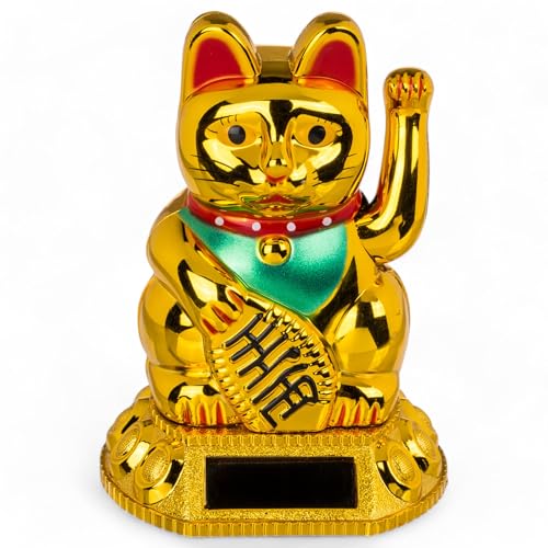 MIJOMA Solarbetriebene Wackelfigur - Bewegliche Figur mit Solarzelle, Kunststoff, 10 cm hoch, Keine Batterien notwendig, Perfekt für Fensterbretter, Autos & sonnige Plätze (Winkekatze Gold glänzend) MIJOMA Solarbetriebene Wackelfigur - Bewegliche Figur mit Solarzelle, Kunststoff, 10 cm hoch, Keine Batterien notwendig, Perfekt für Fensterbretter, Autos & sonnige Plätze (Winkekatze Gold glänzend) von MIJOMA