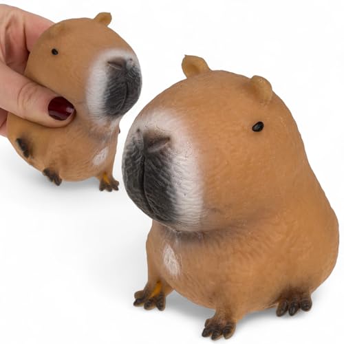 MIJOMA Squeezie Capybara – Sandgefülltes Antistress-Tier, 6,5 cm – Trendiges Quetschspielzeug für Kinder & Erwachsene – Lustiges Sandtier gegen Stress & Langeweile von MIJOMA