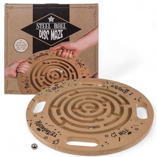 MIJOMA Stahlkugel-Scheibenlabyrinth Ø 34 cm aus Holz | Koordination & Konzentration | Gruppendynamische Herausforderung | Natur pur | Partyspaß MIJOMA Stahlkugel-Scheibenlabyrinth Ø 34 cm aus Holz | Koordination & Konzentration | Gruppendynamische Herausforderung | Natur pur | Partyspaß von MIJOMA