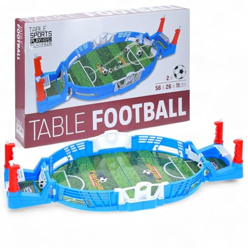 MIJOMA Tischfußball – Mini Kicker für den Tisch, 2-Spieler-Arena 56 x 26,5 x 11 cm, Robustes ABS, steckbar, 2 Bälle inkl., Familien- & Partyspiel von MIJOMA