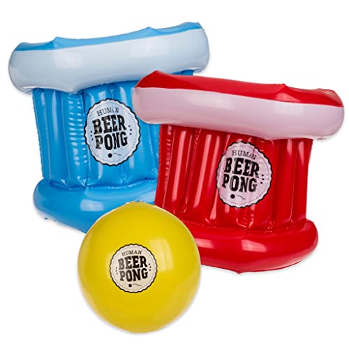 MIJOMA Trinkspiel menschliches Bierpong Beer Pong Spiel mit 2 aufblasbare Hüte 1 Ball zum Aufblasen, Partyspiel Aperitif, Spiel, Gartenparty, Hausparty MIJOMA Trinkspiel menschliches Bierpong Beer Pong Spiel mit 2 aufblasbare Hüte 1 Ball zum Aufblasen, Partyspiel Aperitif, Spiel, Gartenparty, Hausparty von MIJOMA