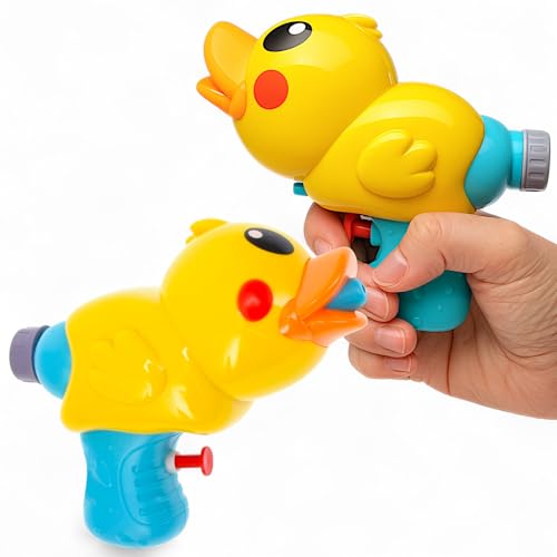 MIJOMA Wasserspritzpistolen Set 2-teilig Badeenten-Design 12 cm Wasserspielzeug Kinder Wasserpistole Sommer Outdoor Pool Badewanne von MIJOMA