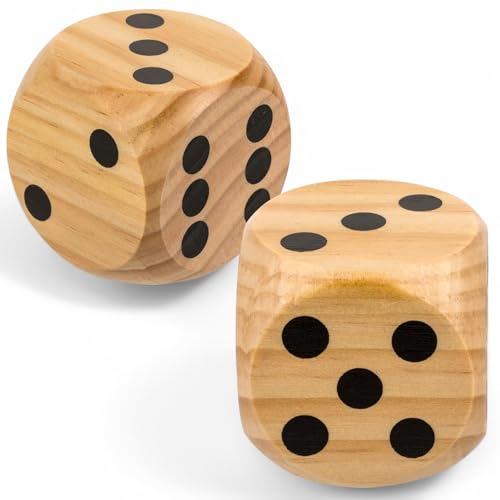 MIJOMA XL Holz-Würfel 2er-Set – naturbelassene Holzwürfel 6x6 cm – ideal für Spiele, Outdoor, Garten, DIY, Kinder & Erwachsene – hochwertig, nachhaltig & vielseitig einsetzbar von MIJOMA