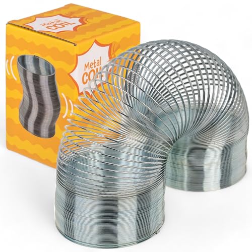 MIJOMA XL-Metallspirale Riesenfeder - Großes Spiralspielzeug Treppenläufer aus Metall, Dehnbare Spirale, Sensorisches Spielzeug, Silberfarben, 11cm hoch, Ø 8cm, für Kinder und Erwachsene MIJOMA XL-Metallspirale Riesenfeder - Großes Spiralspielzeug Treppenläufer aus Metall, Dehnbare Spirale, Sensorisches Spielzeug, Silberfarben, 11cm hoch, Ø 8cm, für Kinder und Erwachsene von MIJOMA