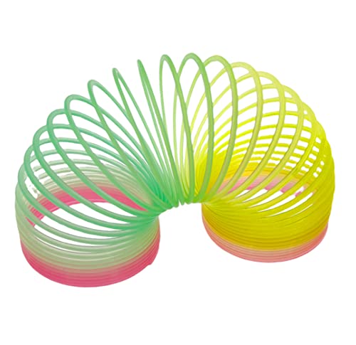 Regenbogenspirale Springspielzeug Treppenläufer Spiralläufer Fingerspielzeug Rainbow Spring Regenbogen Springspirale im Retro Look, Stressabbau für Groß und Klein (Regenbogenfarben Nachtleuchtend) von MIJOMA