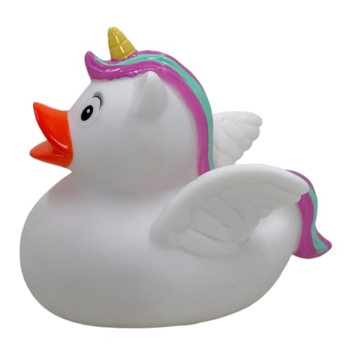 MIK funshopping Badeente Quietscheente Badewannenspielzeug (Ente Einhorn weiß/Multicolor) von MIK funshopping