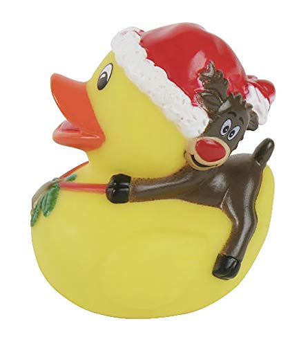 MIK funshopping Badeente Quietscheente Badewannenspielzeug (Ente Weihnachtsmütze mit Rentier) von MIK funshopping