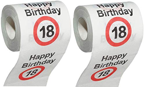 MIK funshopping Scherzartikel Deko Spaß-Toilettenpapier Runder Geburtstag lustiges Geschenk (18. Geburtstag - 2 Rollen) von MIK funshopping
