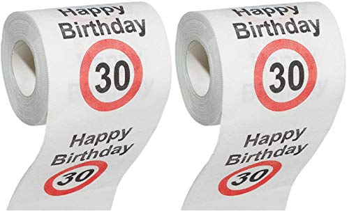 MIK funshopping Scherzartikel Deko Spaß-Toilettenpapier Runder Geburtstag lustiges Geschenk (30. Geburtstag - 2 Rollen) von MIK funshopping