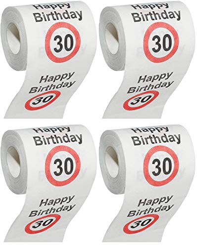 MIK funshopping Scherzartikel Deko Spaß-Toilettenpapier Runder Geburtstag lustiges Geschenk (30. Geburtstag - 4 Rollen) von MIK funshopping