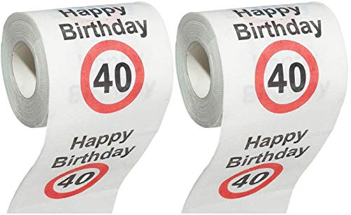 MIK funshopping Scherzartikel Deko Spaß-Toilettenpapier Runder Geburtstag lustiges Geschenk (40. Geburtstag - 2 Rollen) von MIK funshopping
