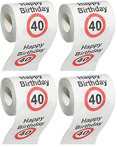 MIK funshopping Scherzartikel Deko Spaß-Toilettenpapier Runder Geburtstag lustiges Geschenk (40. Geburtstag - 4 Rollen) von MIK funshopping