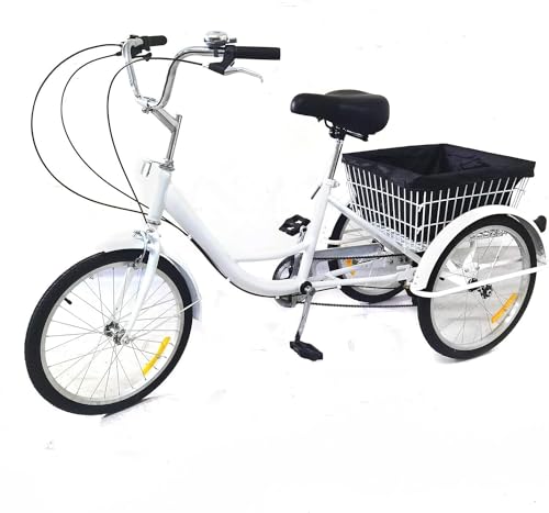 20 Zoll Dreirad mit 8 Geschwindigkeiten und Verstellbarer Höhe, robust und langlebig - Strand und Straße - Weiß - Inklusive hinterem Korb - Perfekt für Freizeit, Einkaufen und Sport 20 Zoll Dreirad mit 8 Geschwindigkeiten und Verstellbarer Höhe, robust und langlebig - Strand und Straße - Weiß - Inklusive hinterem Korb - Perfekt für Freizeit, Einkaufen und Sport von MIKIYUEER