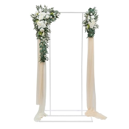 Balloon Hochzeits Hintergrundständer, 2 * 1m Metall Ballon Rahmenständer, Garten Blumen Ballon Dekoration | Robuster Eisen-Ständer für Hochzeiten, Geburtstage, Partys und mehr (Weiß) von MIKIYUEER