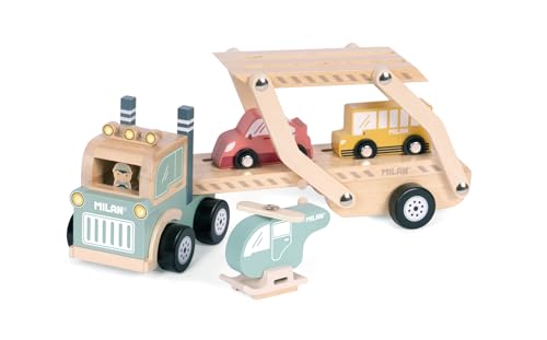 MILAN® Lernspielzeug aus Holz, 4 Fahrzeuge, 'Räder auf der Straße' von MILAN