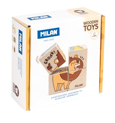 MILAN Lernspielzeug aus Holz, Würfelpuzzle 'Wild Safari' (FACTIS, S.A. 660530) von MILAN
