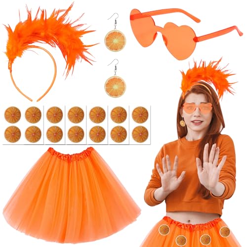 MILIAFLICK 10 Stück Tüllrock Orange Damen Aperol Kostüm Aufkleber Faschingskostüme Karneval Fasching von MILIAFLICK