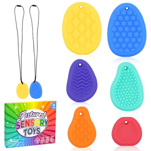 MILIAFLICK 6 Stück Sensory Stones Fidget Toys Kinder, Sensorik Spielzeug, Autismus Spielzeug für Zuhause, Arbeitsbereich, Park, Schule und Draußen von MILIAFLICK