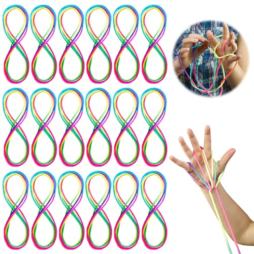MILIAFLICK 18 Stück Fingertwist,Flexibles Fingerspiel für Kinder,Fingertwist Kinder,Regenbogen Fingerspiel,Rainbow Rope,Fadenspiel Mitbringsel,Kindergeschenke Seil Faden Lernspielzeug Fadenspiele von MILIAFLICK