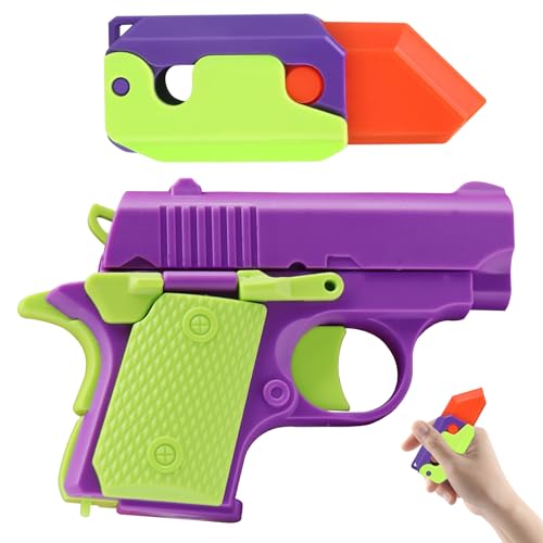 MILIAFLICK Fidget Toys Pistole 3D-Drucken Zappelmesser Sensory Toys Fingerspiele Set Plastik Spielzeug Fidget Toy Pistole Rettich Knife Toy für Kinder und Erwachsene Figit Spielzeug-lila von MILIAFLICK