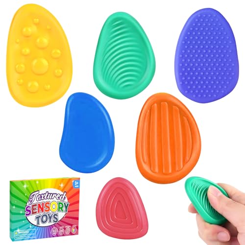 MILIAFLICK Fidget Toys Kinder Sensory Stones, 6 Stück Autismus Spielzeug Fidget Toys Kinder Erwachsene Stress Spielzeug für ADHS und Autismus von MILIAFLICK
