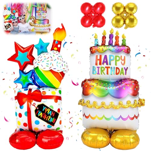 MILIAFLICK Folienballon Happy Birthday XXL 2 Stück Happy Birthday Luftballon Stehend Helium Ballons Geburtstag Geschenk Luftballon für Kinder Geburtstag Junge Mädchen… von MILIAFLICK