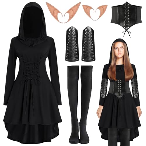 MILIAFLICK Mittelalter Kleid Damen (6 Stück, L) Gothic Kleidung Elfen Kostüm von MILIAFLICK