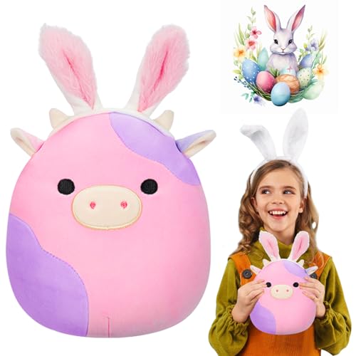 MILIAFLICK Squishy Mellow 27 cm Rosa die Kuh Osterhase Plüschtier Hasen Plüschtier Kuscheltier Hase Kawaii Kuscheltier Mädchen Plüschtier Hase Ostern Geschenk für Kinder Mädchen von MILIAFLICK