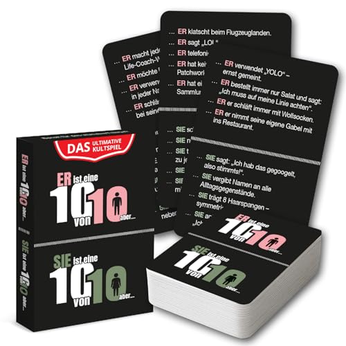 MILINDO Er ist eine 10/10 von Aber – Sie ist eine 10 von 10 Spiel Aber … das TikTok Kultspiel - Trend für Mädelsabend, Jungsabend, JGA, Partyspiel MILINDO Er ist eine 10/10 von Aber – Sie ist eine 10 von 10 Spiel Aber … das TikTok Kultspiel - Trend für Mädelsabend, Jungsabend, JGA, Partyspiel von MILINDO